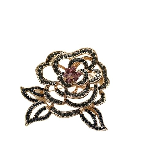 Muzoira Diamant-Blumen-Brosche – hochwertige modische Anstecknadel für Seidenschals und Mäntel, All-Match-Kragen-Accessoire für Damen, eleganter Anzugschmuck, Einheitsgröße, Metall, Achat von muzoira