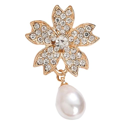 Muzoira Elegante Blumenbrosche mit fünf Blütenblättern, luxuriöse Anstecknadel aus Legierung für Damen von muzoira