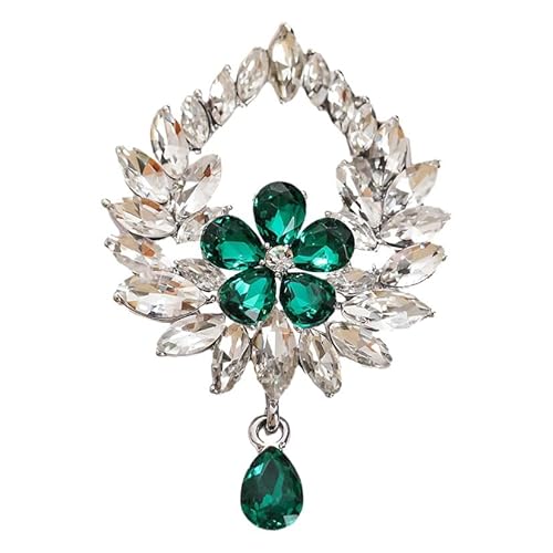 Muzoira Elegante grüne Wassertropfen-Brosche, hohle Blumen-Quaste für Damen von muzoira