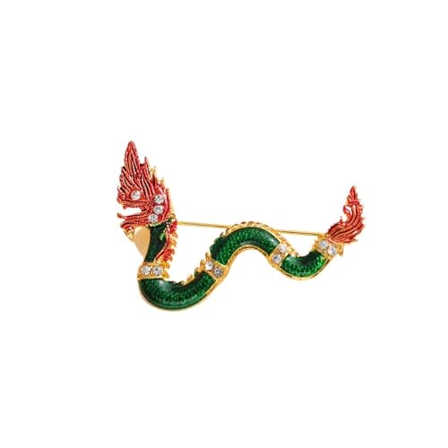 Muzoira Jahr des Drachen Brosche Anti-Rutsch-Accessoire für Kleidung, Einheitsgröße, Metall, Achat von muzoira