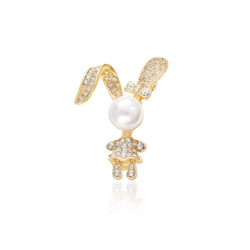 Muzoira Kaninchen-Brosche – Perle und Diamant-Anstecknadel, hochwertiges Mode-Accessoire für Frauen, All-Match-Schmuck für Mantel und Anzug, mit sicherem Verschluss von muzoira