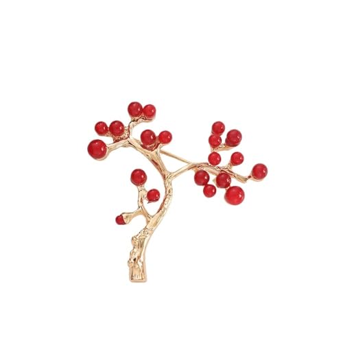 Muzoira Rote Perlenbrosche – leichte Luxus-Anstecknadel für Damen, Herbst-Winter-Mantel-Accessoire mit Design-Sinne, Nischen-Western-Stil, Kleidungsschmuck, Einheitsgröße, Metall, Achat von muzoira