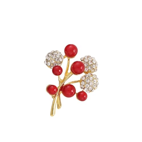 Muzoira Rote Perlenbrosche – leichte Luxus-Anstecknadel für Damen, Herbst-Winter-Mantel-Accessoire mit Design-Sinne, Nischen-Western-Stil, Kleidungsschmuck, Einheitsgröße, Metall, Achat von muzoira