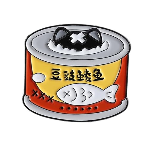Niedliche Katzen-Brosche in Dosenfutter – Emaille Sardine & Mittagessen Fleisch Abzeichen Pin 1 Stück (QHXZ4066) von muzoira