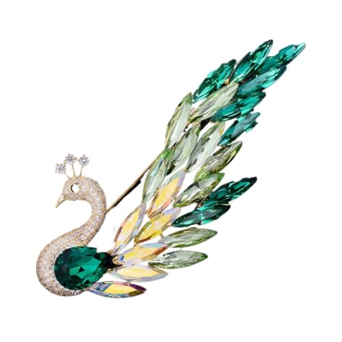 Ombré Kristall Pfau Brosche - Elegante Statement Pin für Blazer, Einheitsgröße von muzoira