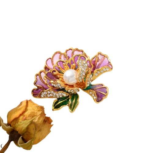 Rosa Pfingstrosen-Brosche für Frauen - Elegante Legierung Floral Pin für Hanfu & formelle Kleidung, Einheitsgröße, Metall, Achat Rosa Pfingstrosen-Brosche für Frauen - Elegante Legierung Floral Pin für Hanfu & formelle Kleidung, Einheitsgröße, Metall, Achat von muzoira