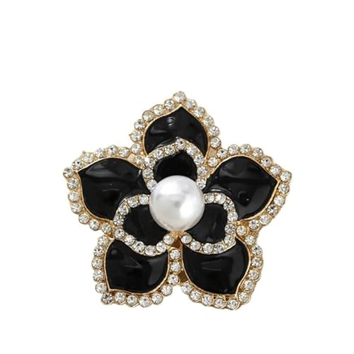 Schwarze Rosen-Brosche, Legierung Blume Pin für Damenanzüge & Pullover, Einheitsgröße, Metall, Achat von muzoira