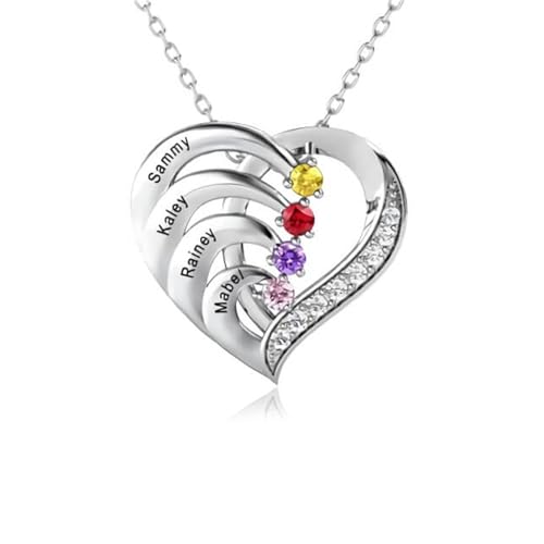 muzoira Halskette mit Edelstein-Kristallanhänger, personalisierbar, Herzform, Kupfer, galvanisiert, gravierbare Kette (21–50 cm), Customization von muzoira