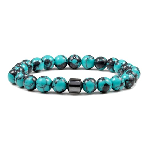 muzoira Magnetisches Tigeraugen-Stein-Armband, 23 Perlen, Unisex, handgefertigt, Lavastein, Perlenarmband für Damen und Herren, Einheitsgröße, Achat von muzoira