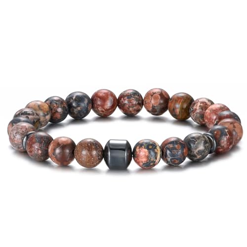 muzoira Magnetisches Tigeraugen-Stein-Armband, 23 Perlen, Unisex, handgefertigt, Lavastein, Perlenarmband für Damen und Herren, Einheitsgröße, Achat von muzoira