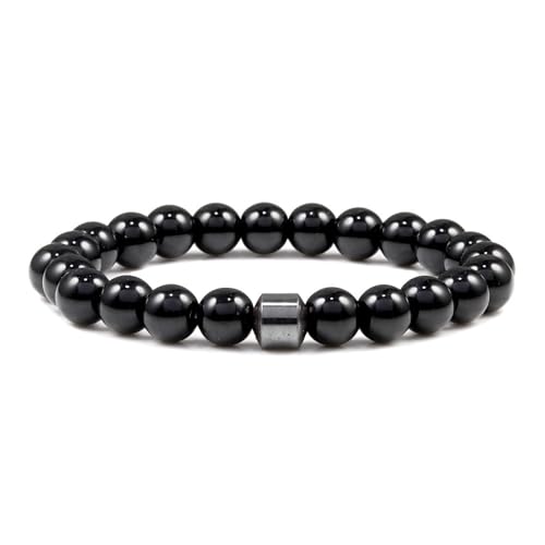 muzoira Magnetisches Tigeraugen-Stein-Armband, 23 Perlen, Unisex, handgefertigt, Lavastein, Perlenarmband für Damen und Herren, Einheitsgröße, Achat von muzoira