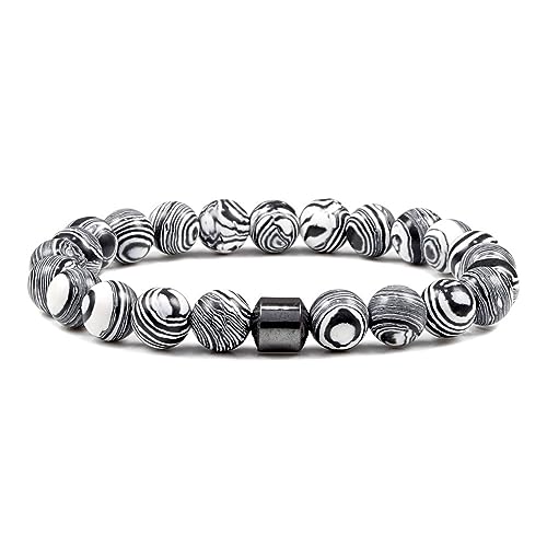 muzoira Magnetisches Tigeraugen-Stein-Armband, 23 Perlen, Unisex, handgefertigt, Lavastein, Perlenarmband für Damen und Herren, Einheitsgröße, Achat von muzoira