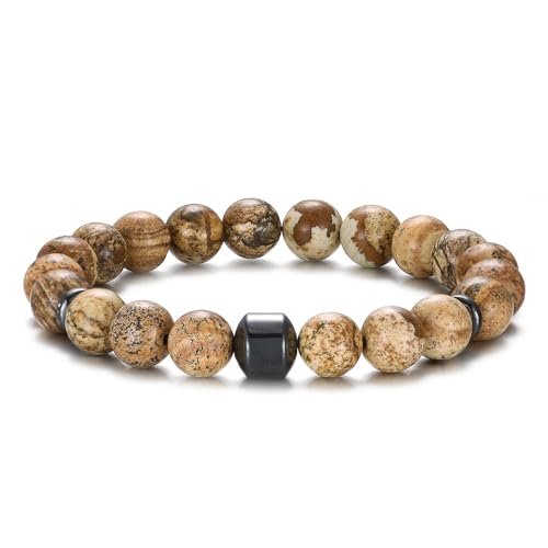 muzoira Magnetisches Tigeraugen-Stein-Armband, 23 Perlen, Unisex, handgefertigt, Lavastein, Perlenarmband für Damen und Herren, Einheitsgröße, Achat von muzoira