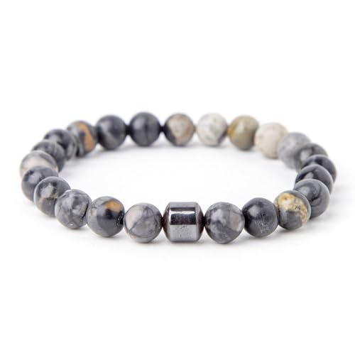 muzoira Magnetisches Tigeraugen-Stein-Armband, 23 Perlen, Unisex, handgefertigt, Lavastein, Perlenarmband für Damen und Herren, Einheitsgröße, Achat von muzoira