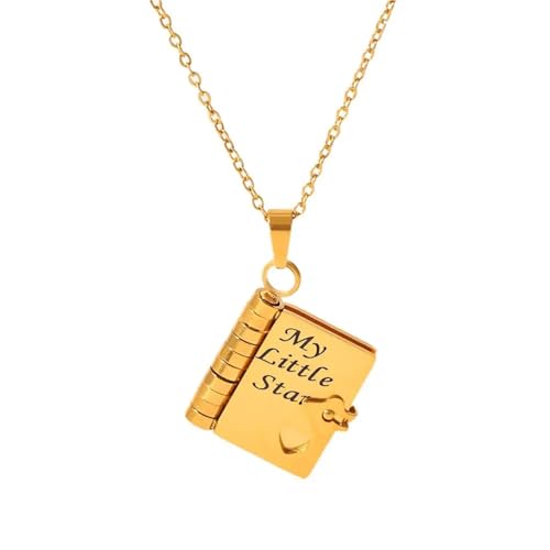 muzoira My Little Star Buch-Medaillon-Halskette für Tochter – gravierter Edelstahl-Anhänger zum Öffnen, Einheitsgröße muzoira My Little Star Buch-Medaillon-Halskette für Tochter – gravierter Edelstahl-Anhänger zum Öffnen, Einheitsgröße von muzoira