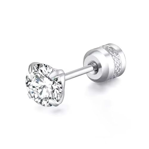 muzoira Ohrstecker aus Stahl, doppelendig, Zirkonia, 4 Zinken, Zylinder, Edelstahl, Ohrknochen, Piercing-Schmuck, 6 mm muzoira Ohrstecker aus Stahl, doppelendig, Zirkonia, 4 Zinken, Zylinder, Edelstahl, Ohrknochen, Piercing-Schmuck, 6 mm von muzoira