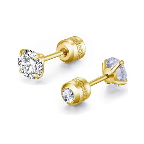 muzoira Ohrstecker aus Stahl, doppelendig, Zirkonia, 4 Zinken, Zylinder, Edelstahl, Ohrknochen, Piercing-Schmuck, 7 mm muzoira Ohrstecker aus Stahl, doppelendig, Zirkonia, 4 Zinken, Zylinder, Edelstahl, Ohrknochen, Piercing-Schmuck, 7 mm von muzoira