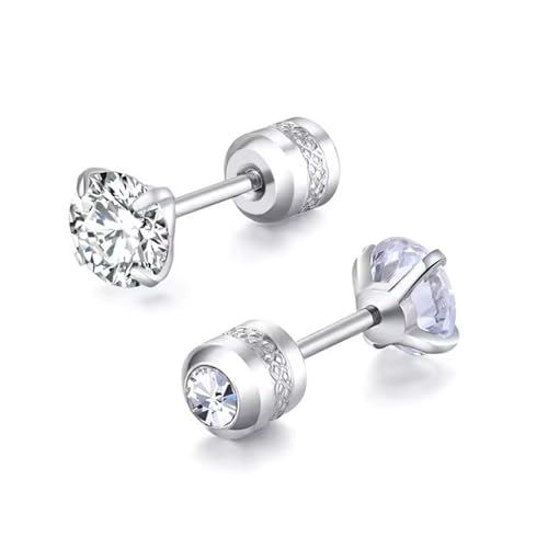 muzoira Ohrstecker aus Stahl, doppelendig, Zirkonia, 4 Zinken, Zylinder, Edelstahl, Ohrknochen, Piercing-Schmuck, 8 mm muzoira Ohrstecker aus Stahl, doppelendig, Zirkonia, 4 Zinken, Zylinder, Edelstahl, Ohrknochen, Piercing-Schmuck, 8 mm von muzoira