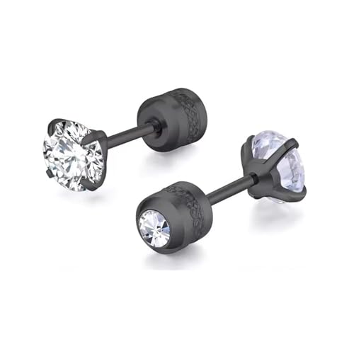 muzoira Ohrstecker aus Stahl, doppelendig, Zirkonia, 4 Zinken, Zylinder, Edelstahl, Ohrknochen-Piercing-Schmuck, 6 mm muzoira Ohrstecker aus Stahl, doppelendig, Zirkonia, 4 Zinken, Zylinder, Edelstahl, Ohrknochen-Piercing-Schmuck, 6 mm von muzoira
