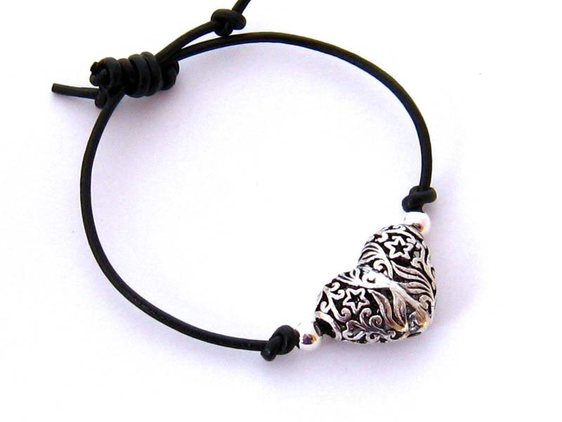 Beste Freundin Geschenk Für Sie Herz Armband Auf Schwarzem Leder Schmuck Geschenke Teenager Mädchen von mvwjewelry