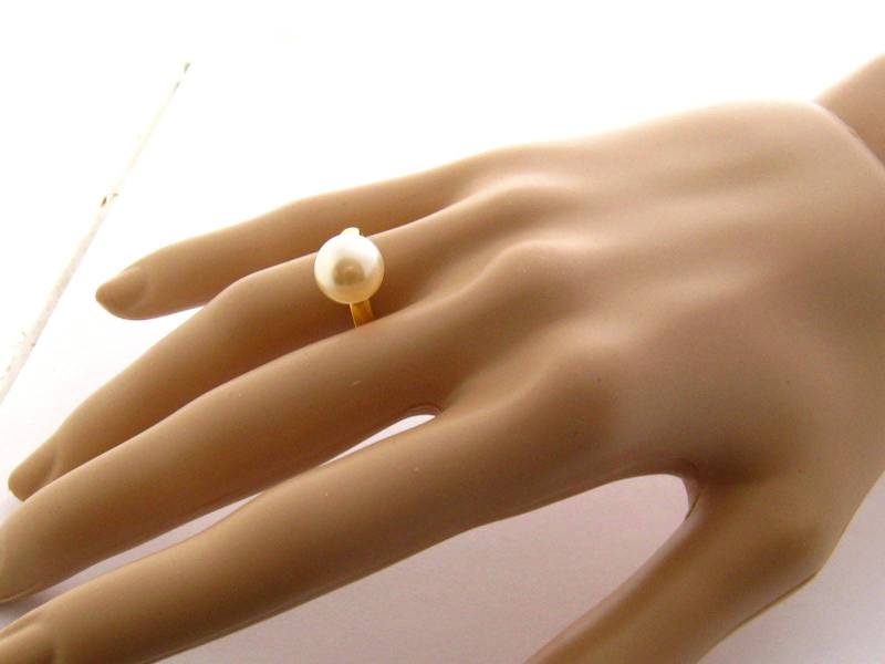 Ringe Für Frauen Cocktail Ring Gold Perlenring Verstellbarer Faux Pearl Auf Verstellbarem Ring Band von mvwjewelry