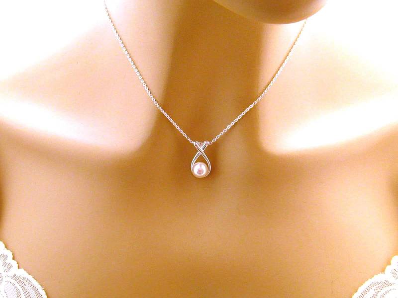 Zierliche Perlenkette 6 Oder 8 Mm Perlen Anhänger Halskette Sterling Silber Muttertag Geschenke Für Mama Hochzeiten Süßes 16 Geschenk Sie von mvwjewelry