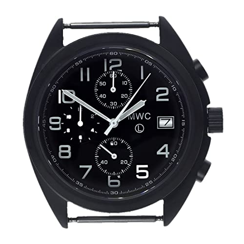 MWC Militär Hybrid Chronograph Mechanischer Quarz Schwarz Edelstahl Stoff NATO Datum 3 Herren Uhr von MWC