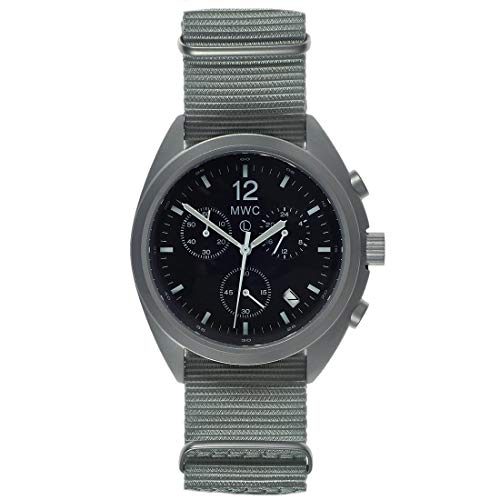 MWC Militär Hybrid Chronograph Mechanischer Quarz Schwarz Edelstahl Stoff NATO Datum Herren Uhr von MWC