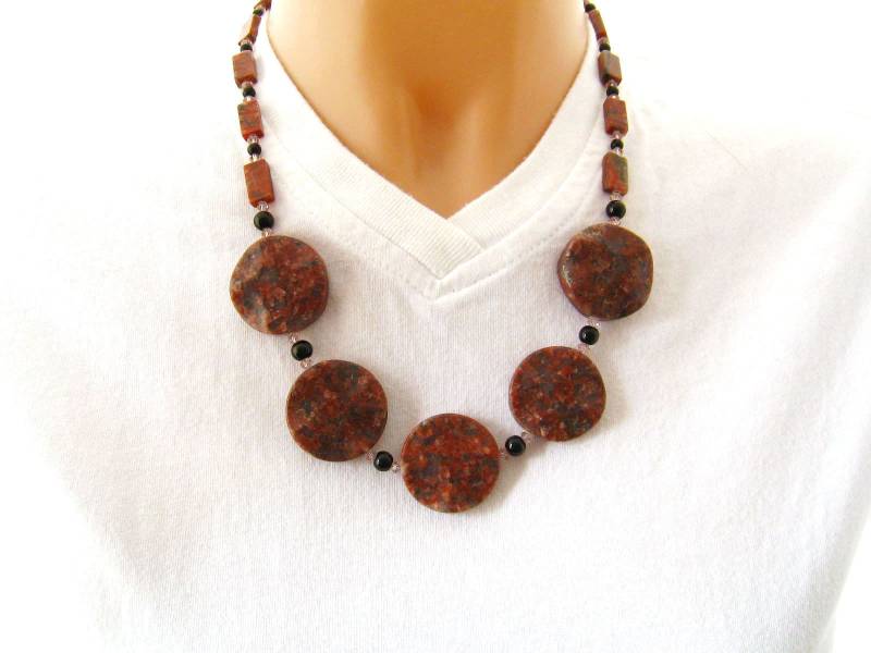 Braune Stein Halskette - Edelstein One Of A Kind Chunky Geschenk Für Mama Frau von mwhitejewelry