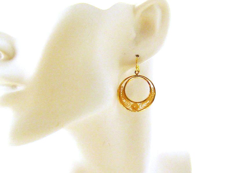Gold Hoop Ohrringe, Filigrane Hoops, Große Ohrringe von mwhitejewelry