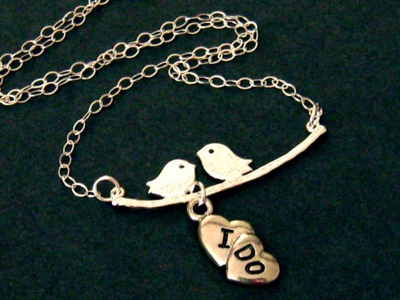 Ich Tue Halskette/Liebesvogel-Halskette/Bridal Shower Geschenk Für Braut/Liebe-Vogel-Verlobungshalskette/Lovebird-Halskette/I Do-Verlobungs-Halskette von mwhitejewelry
