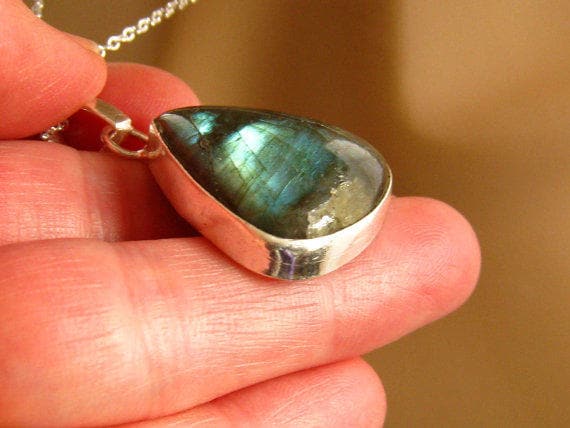 Labradorit Kette Lünette Set Mit Sterling Silber von mwhitejewelry