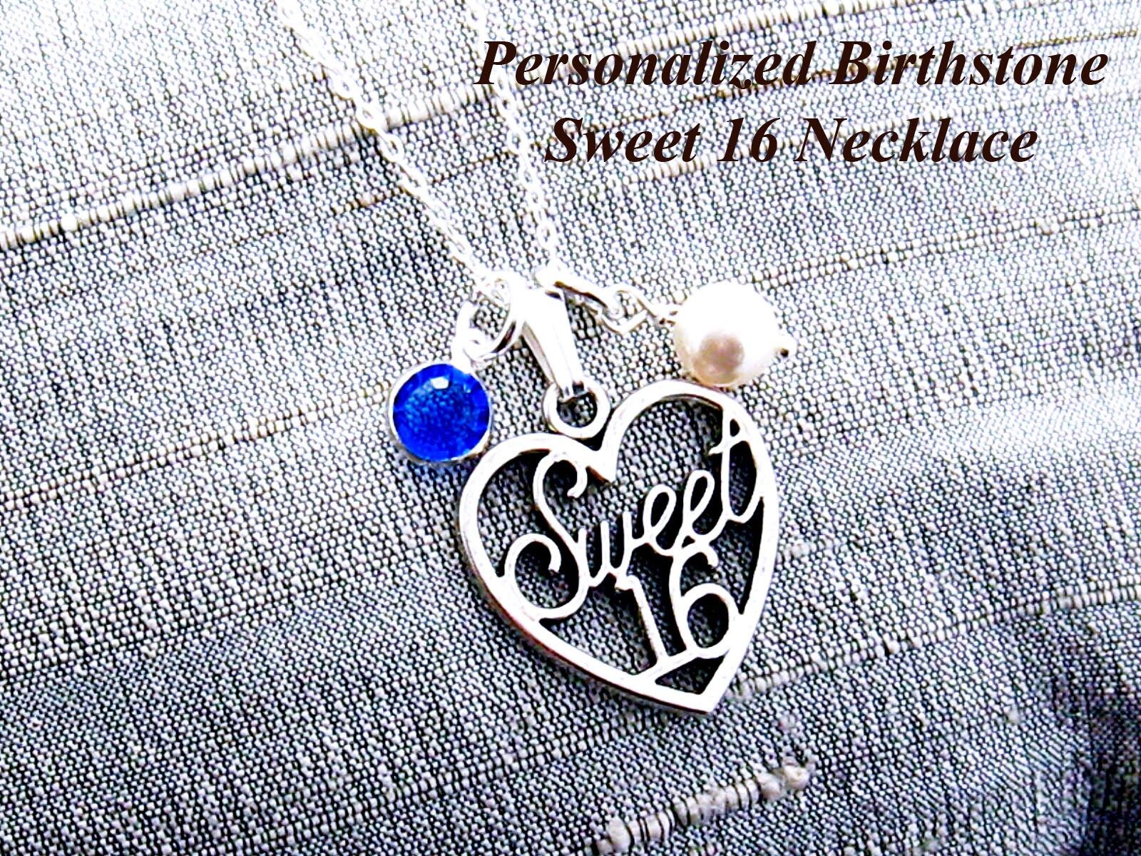 Süßes 16 Schmuck Geschenk Für Mädchen, Personalisierte Süße Halskette, Geburtsstein Zum Sechzehnten Geburtstag von mwhitejewelry