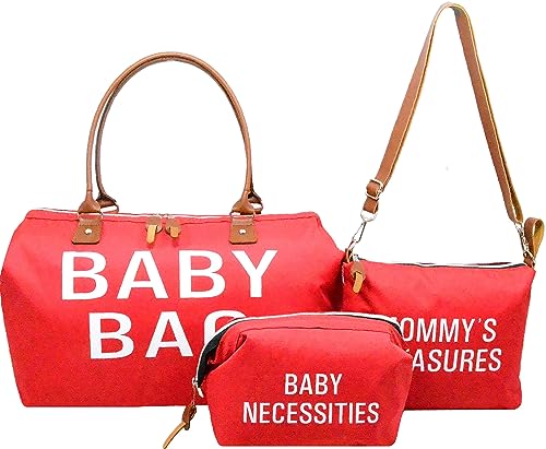 my PİOGGİA Baby Bag 3 Set Kliniktasche Geburt,Sporttasche Damen,Große Baby Diaper Bag Tasche, Reisetasche Baby,Mommy,Damen, Wickeltasche (3-Set Red) von my PİOGGİA