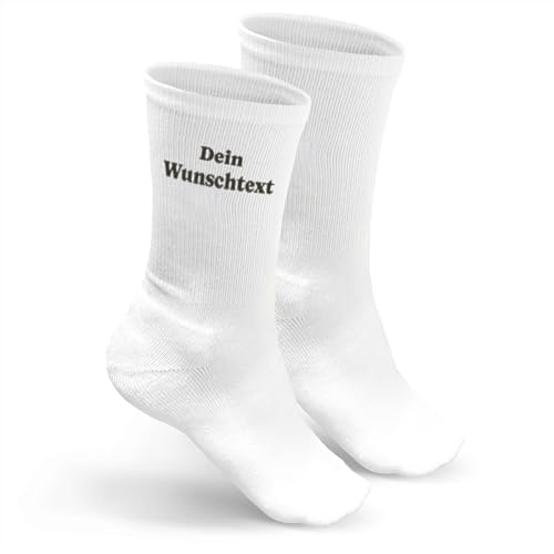 my STITCHERY Socken mit Namen oder Wunschtext bestickt - Personalisierte Socken als außergewöhnliche Geschenkidee (43-46, Weiß) von my STITCHERY