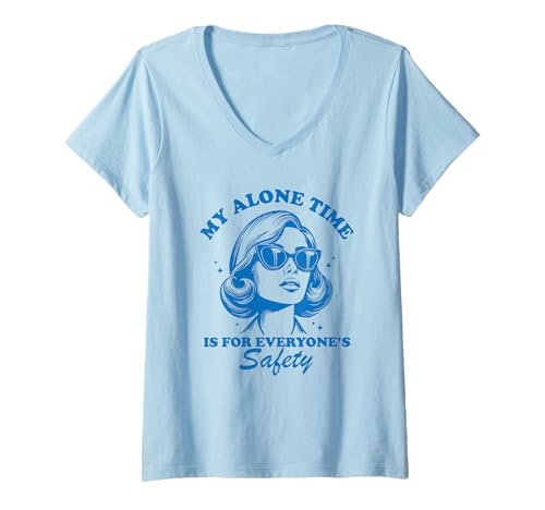 Damen Meine Zeit alleine ist für die Sicherheit Aller T-Shirt mit V-Ausschnitt Damen Meine Zeit alleine ist für die Sicherheit Aller T-Shirt mit V-Ausschnitt von my alone time is for everyone's safety shirt