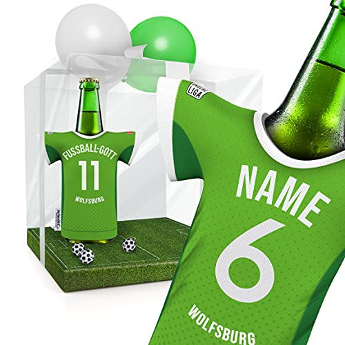 PERSONALISIERT WOLFSBURG Trikotkühler Fanartikel Männer | Passend für Wolfsburg Fanartikel | Mann Freund Opa Bruder Geburtstag Weihnachts-Geschenk Wichtel Flaschenkühler by MYFANSHIRT.com von my fan shirt