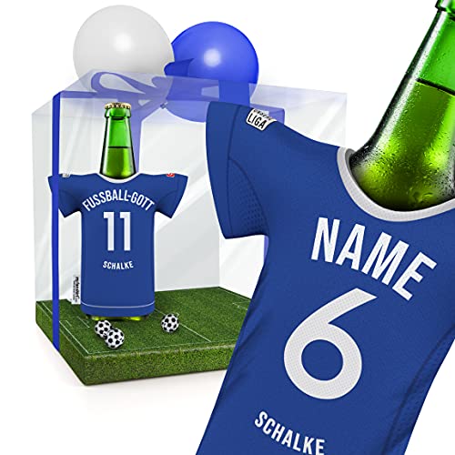 my fan shirt PERSONALISIERT Schalke Trikotkühler Fanartikel Männer | Passend für Schalke-Fans | Mann Freund Opa Bruder Geburtstag Weihnachts-Geschenk Wichtel Flaschenkühler by MYFANSHIRT.com von my fan shirt