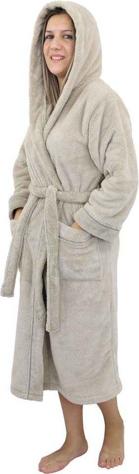 my home Unisex-Bademantel »Lillou«, Langform, Microfaser, Kapuze, Gürtel, weiche und kuschelige Qualität, für Damen und Herren, XS-3XL von my home