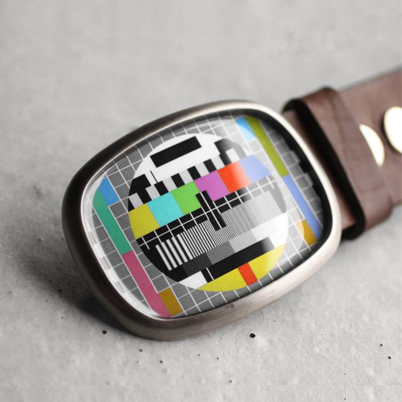 Monoskop Gürtelschnalle, Tv Testbild Retro Geschenk Für Sie Und Ihn von myBeltBuckle