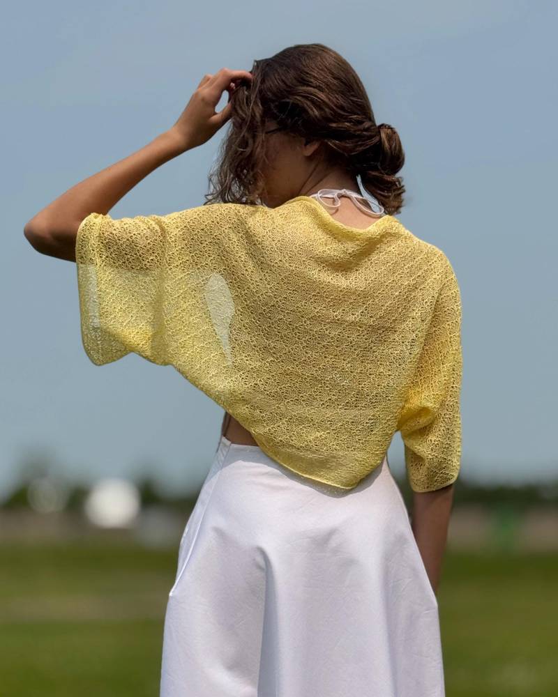 Blass Gelbe Bolero Jacke - Strickspitze Leinen Schulterbedeckung Sommerkleid Topper von myBlueMeadow