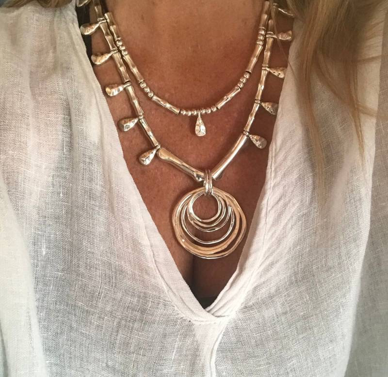 Long Statement Leather Necklace Woman Beaded With Spiral Pendant Multi Strand Necklace, Gift Idea von myDemimore