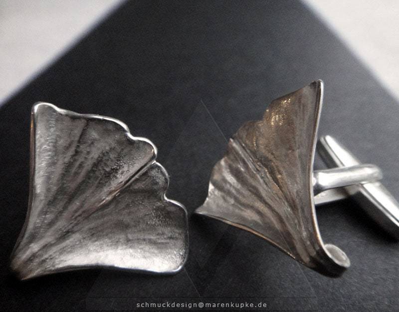 925 Silber Ginkgoblatt Manschettenknöpfe Xs20 von myGinkgo