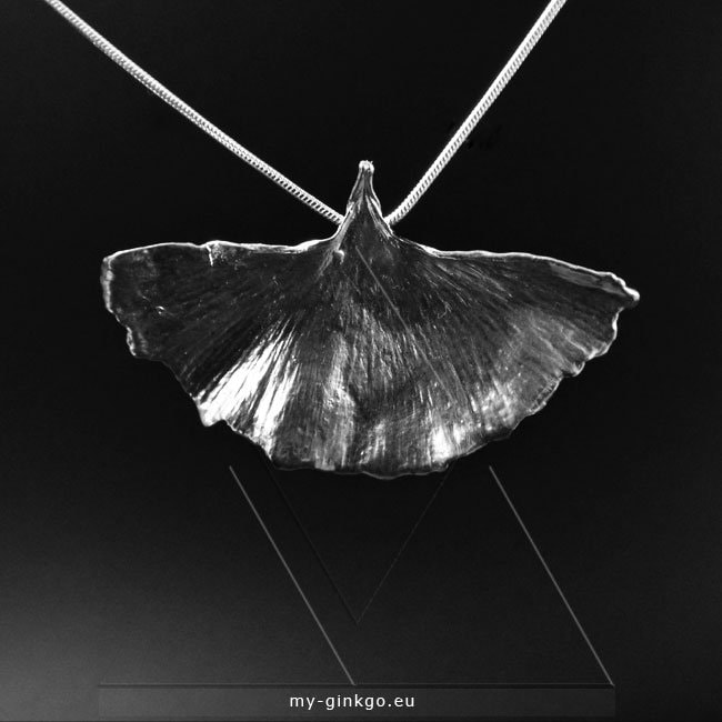 Echtes Ginkgoblatt Versilbert Schlangenkette S 78 von myGinkgo