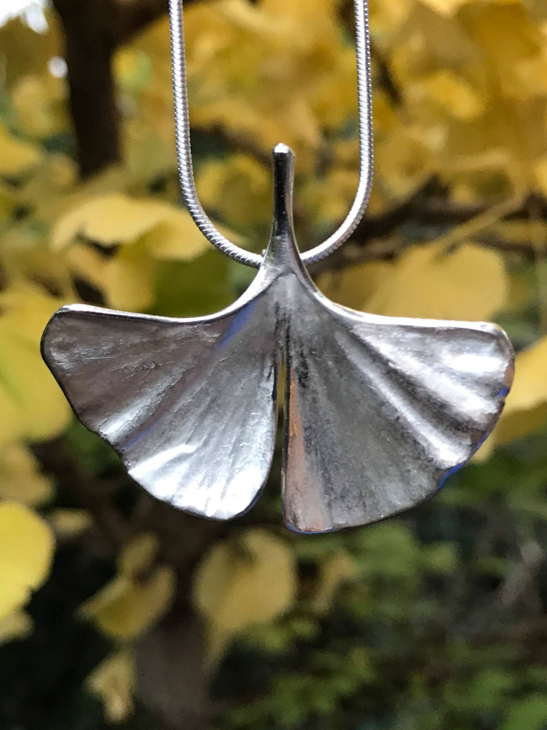Ginkgoblatt 925 Silber Anhänger Mit Kette Geschenk S22 von myGinkgo
