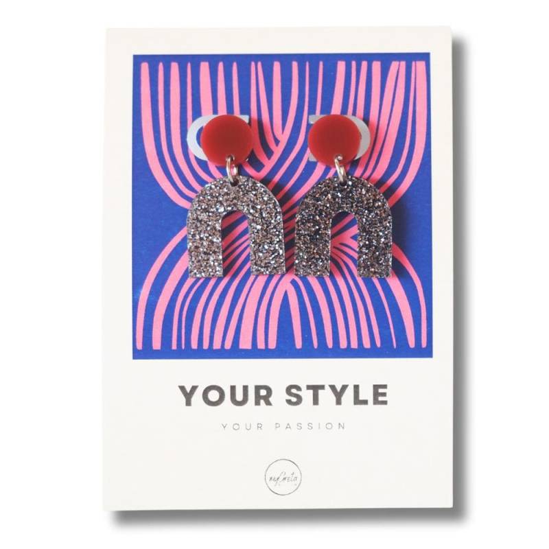 Acryl Ohrstecker Regenbogen in Schwarem Glitzer Inklusive Geschenkverpackung von myGretaDE