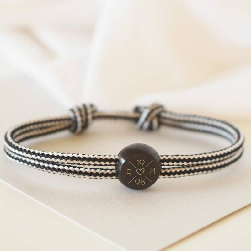 Personalisiertes Segeltau Armband - Runder Edelstahl Charm Mit Kreuzgravur Perfektes Geschenk Für Damen & Herren von myGretaDE
