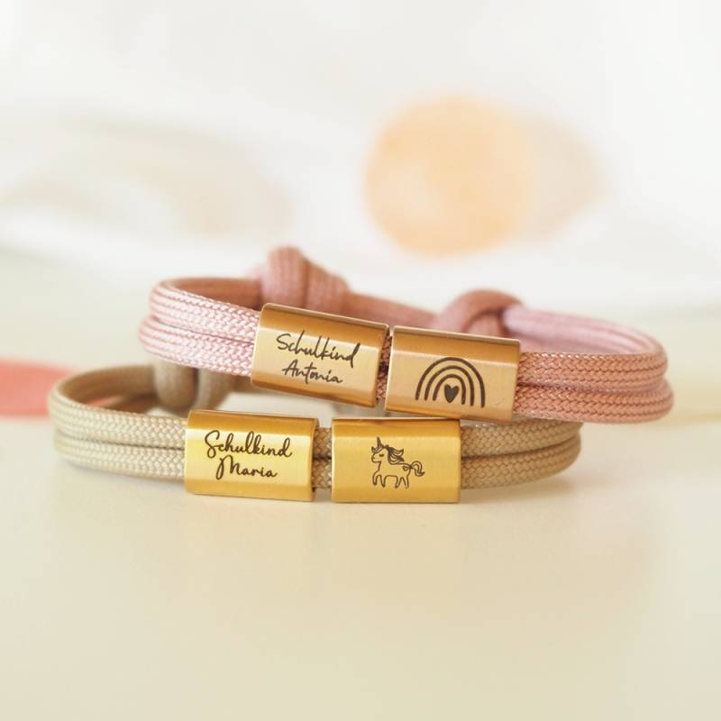 Schulkind Armband Mädchen, Personalisierte Gravur, Edelstahl, Einschulung Geschenk von myGretaDE