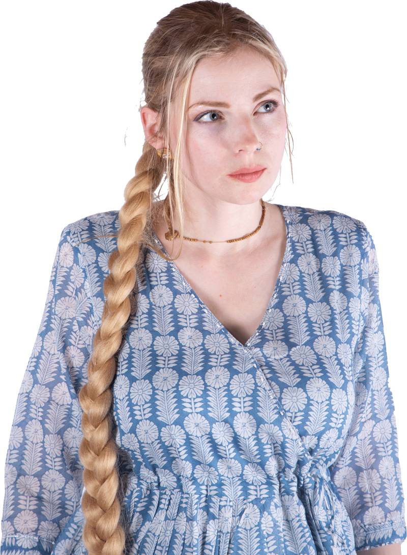 Bequemes Hellblaues Wickeltop Mit Blockmuster Bequemes Hellblaues Wickeltop Mit Blockmuster von myKALLAS