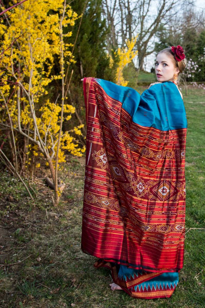 Exklusives Royal Handloom | Khadi Ikat Rohseide Saree von myKALLAS